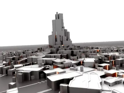 Greeble City 02 3D Animated Sequence Low-poly 3D model
