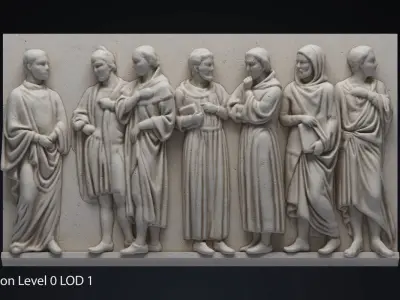 Bas Relief df3 Low-poly 3D model