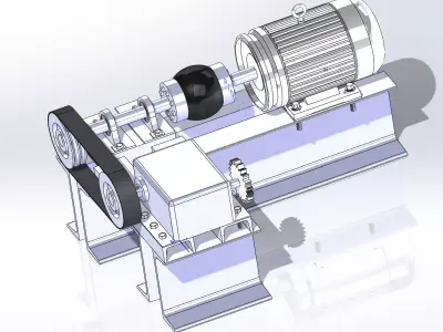 Belt Drive System with Electric Motor  3D CAD Model 3D model