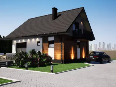 simple house model with gable roof 3D model