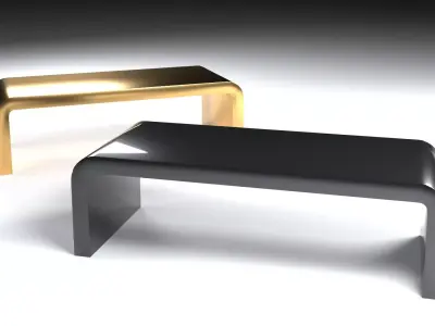 Curved Gold and Black High Shine Coffee Table Free 3D model