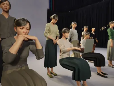 Modular Character - Asian Business Woman - FH2 Low-poly 3D model