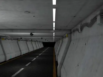 Road tunnel scene Low-poly 3D model