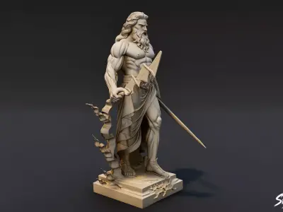 Zeus Statue Low-poly 3D model