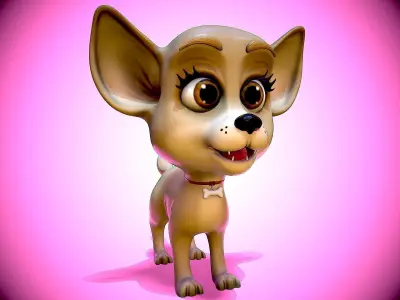Cartoon Chihuahua Low-poly 3D model