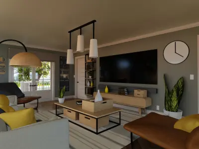 Classic style porch house with furniture Low-poly 3D model