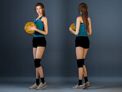 Sport Girl  - Game Ready Low-poly 3D model