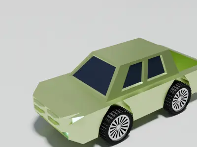 Low Poly Stylized Pickup Truck Game Ready 3D Model Low-poly 3D model