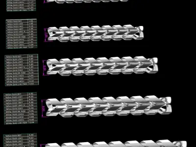 5 size twin cuban  chain fashion just STL file 3D model