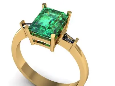 Emerald ring 3D print model buy