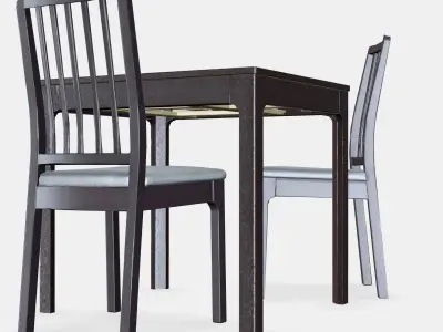 EKEDALEN - EKEDALEN table and 2 chairs Low-poly 3D model