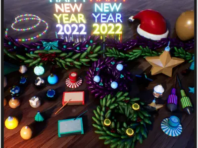 Christmas Decorations  25 Variations Low-poly 3D model