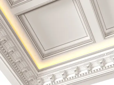 Modern coffered illuminated ceiling 3D model