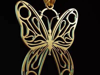 Butterfly Stylized Pendant Amulet Necklace Design 3D print model