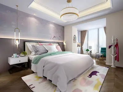 bedroom interior 3D model 40