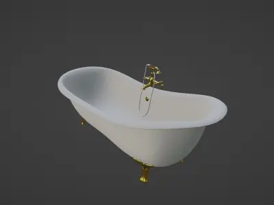 Baroque Bathtub Low-poly 3D model