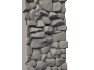 Thick Stone Wall Fortification Asset 3D print model