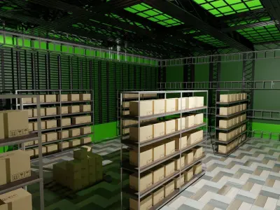 Warehouse Interior Low-poly 3D model