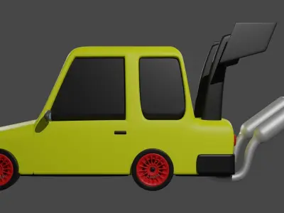 A Yellow Cartoon Racing Car 3D model