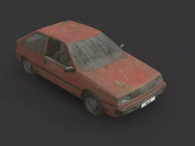 031 Abandoned Car - Mitsubishi Colt Hatchback Low-poly 3D model