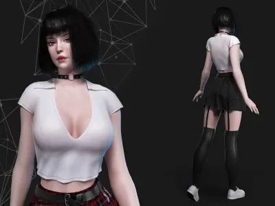 School Girl - Game Ready Low-poly 3D model