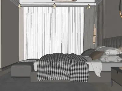 bedroom modern with walk in closet 3D model