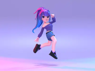 Poppy Cartoon Character Low-poly 3D model