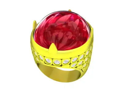 7919 luxury diamond oval ruby men ring 3D print model
