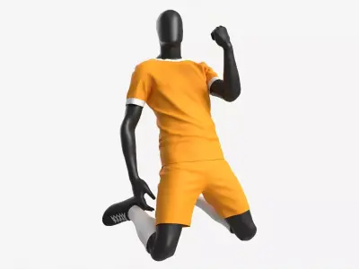 Male Mannequin in Soccer Uniform in Action 03 3D model