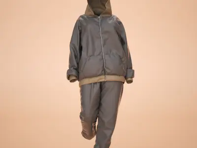 Female and Male Training Hoodie Suit 3D model