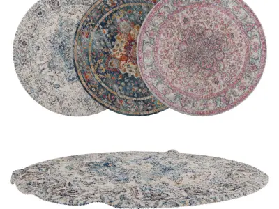 Round Rug Set 173 3D model