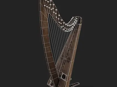 Medieval Harp Low-poly 3D model