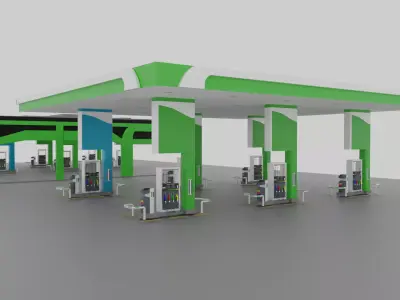 Gas Station Low-poly 3D model buy