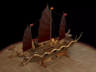 Chinese dragon boat  3D model