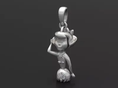 gold girl pendant 3D printable model  3D print model