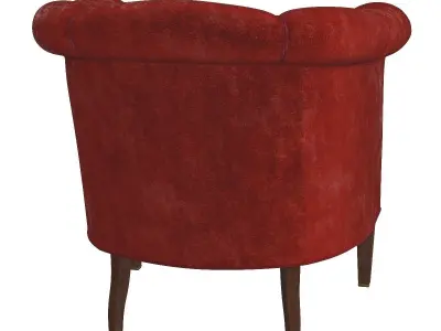 Danish Pair of 1940s Low Lounge Tub Chairs in Red Mohair 3D model