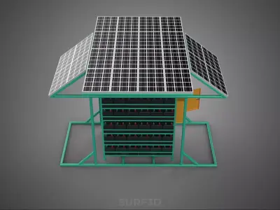 GENSET OFF GRID SOLAR PANEL POWER SYSTEM GENERATOR SET BATTERY 3D model