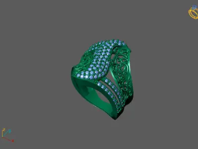 STL 3DM Women Ring Womens Ring Diamonds With Stone Model 3D print model get