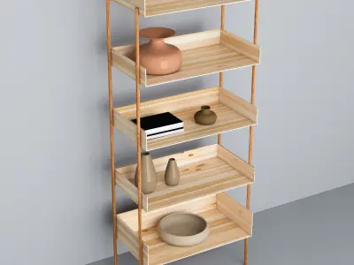 Modern Minimalist bookcase with decoration Free 3D model