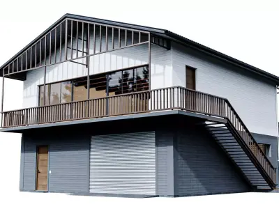 Garage House Low-poly 3D model