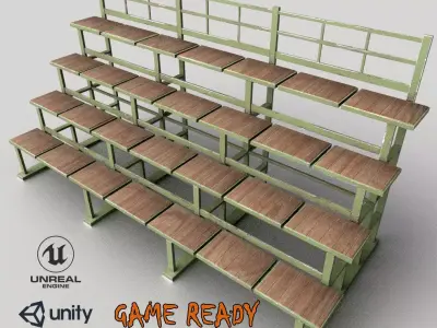 Bleacher Tribune PBR Low-poly 3D model