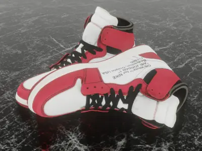 AIR JORDAN 1 OFF WHITE CHICAGO 3D SHOES Low-poly 3D model
