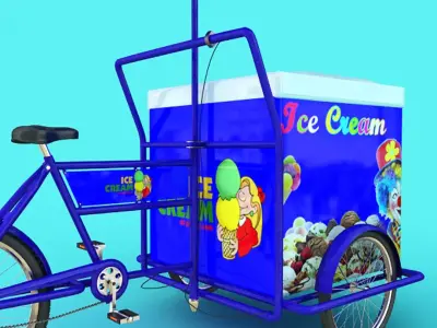 Ice Cream Cart Low-poly 3D model