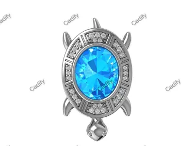 Mens Lucky Turtle Diamond Ring 3D Cad Model 3D print model