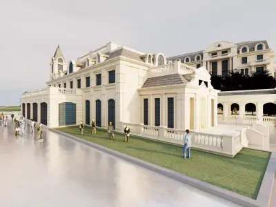 Grand Luxury Palace Hotel Resort  Low-poly 3D model