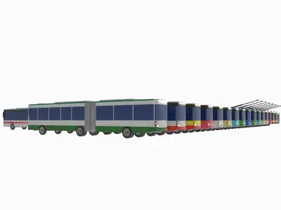 bus set Low-poly 3D model