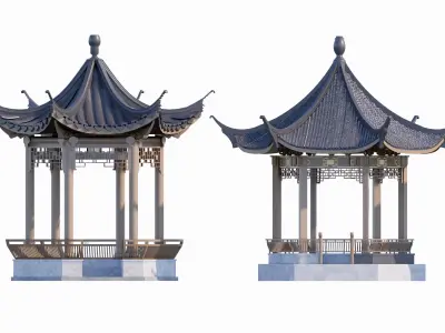 16 Chinese-style pavilions in antique courtyards 3D model