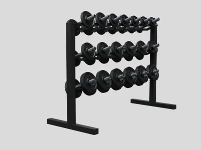 Dumbbell rack with dumbbells Free 3D model