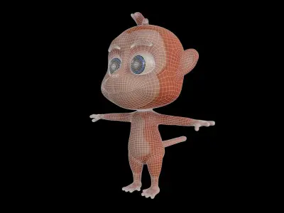 Asset - Cartoons - Animal - Monkey - Rig 3D model