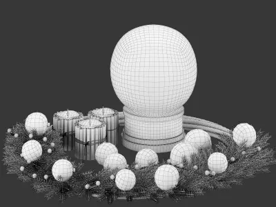 Christmas ball  and wreath 3D model